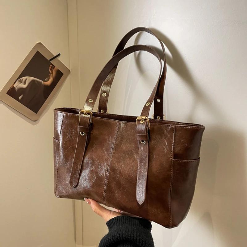 2025 Korean Trend Solid Color Shoulder Bags Women Designer Bag Large Capacity Tote Bag Elegant Female Handbags