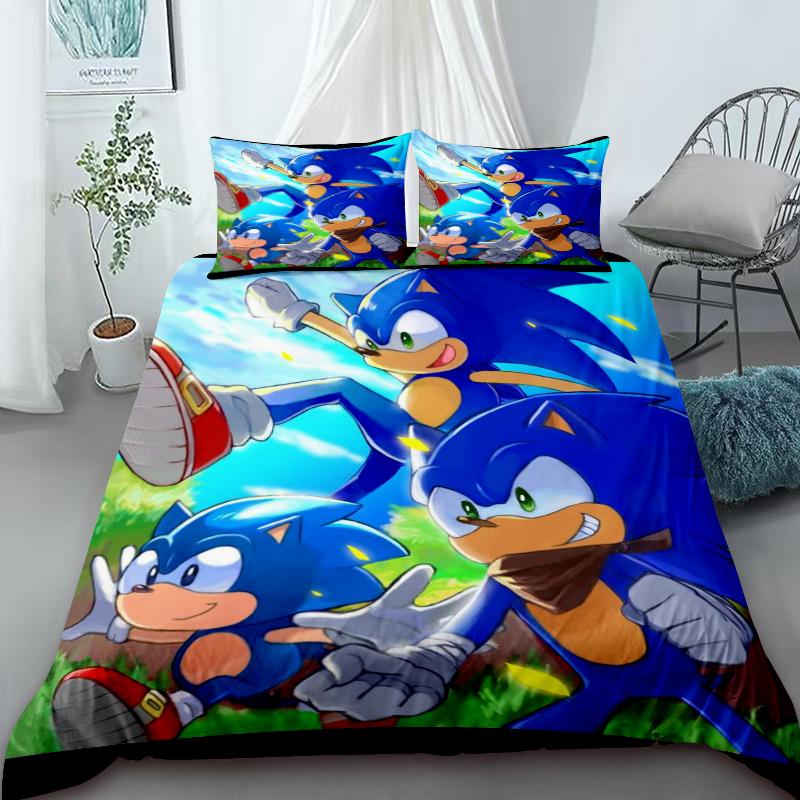

Cool Sonic Duvet Cover Set Bedding Set, Duvet Cover for the Bedroom, Home Decor Birthday Gifts for Kids and Teens King Queen 135x200cm