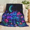 1pc Printed Blanket Luminous Cat Mushroom Starry Sky Blanket Dreamy Neon Bedroom Sofa Comfortable And Warm Home Blanket All Seasons Applicable |Birthd