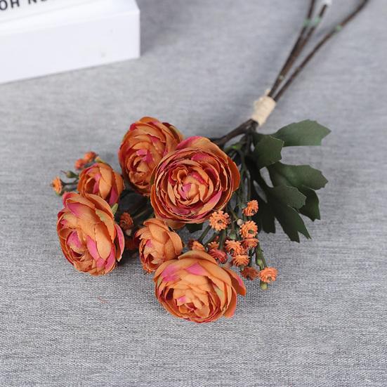 1 Bunch Artificial Camellia Flower Bouquet Realistic Fake Silk Flower
