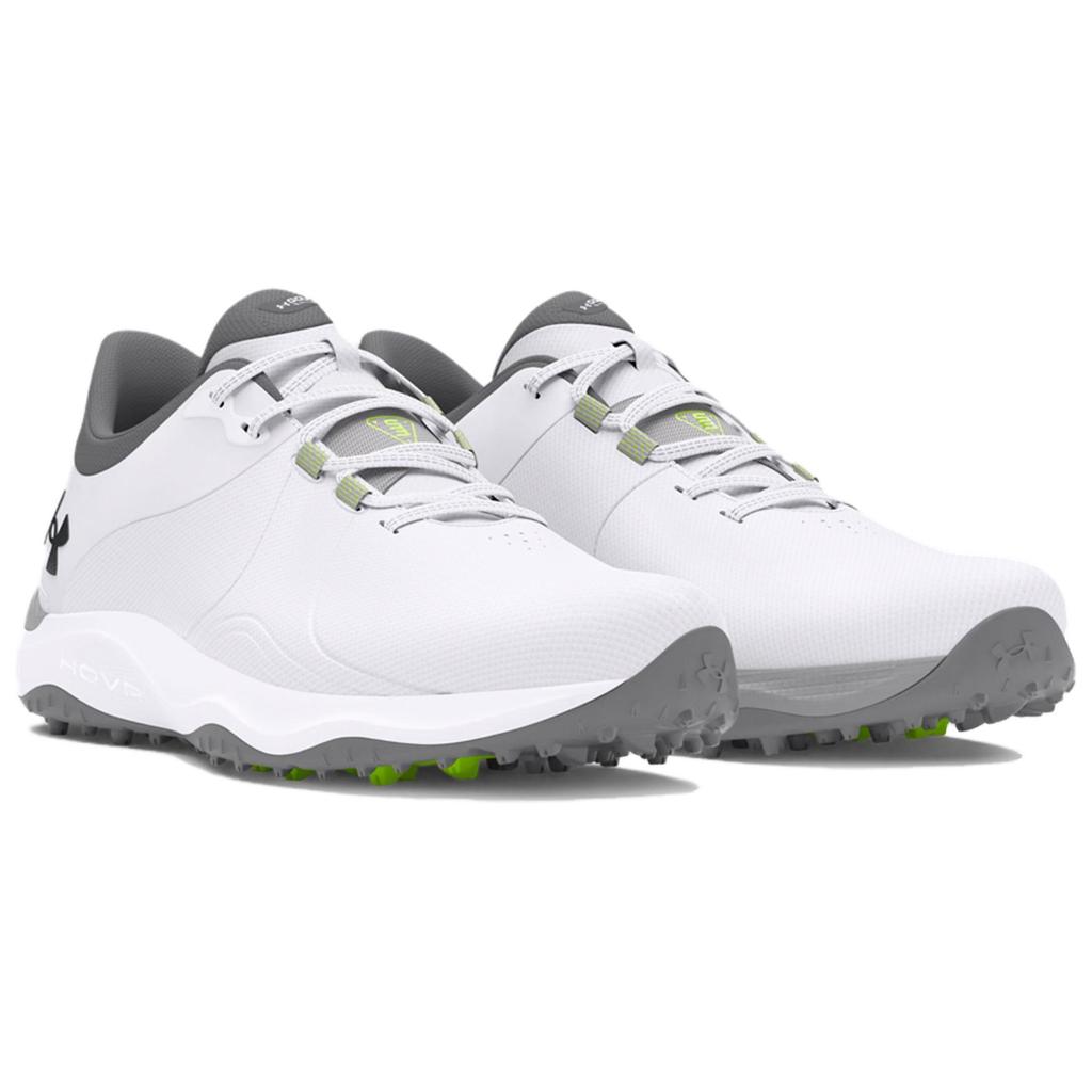 Under Armour Drive Pro Spikeless Golf Wide White Metallic Gun Metal Men Sneakers 3026921-100