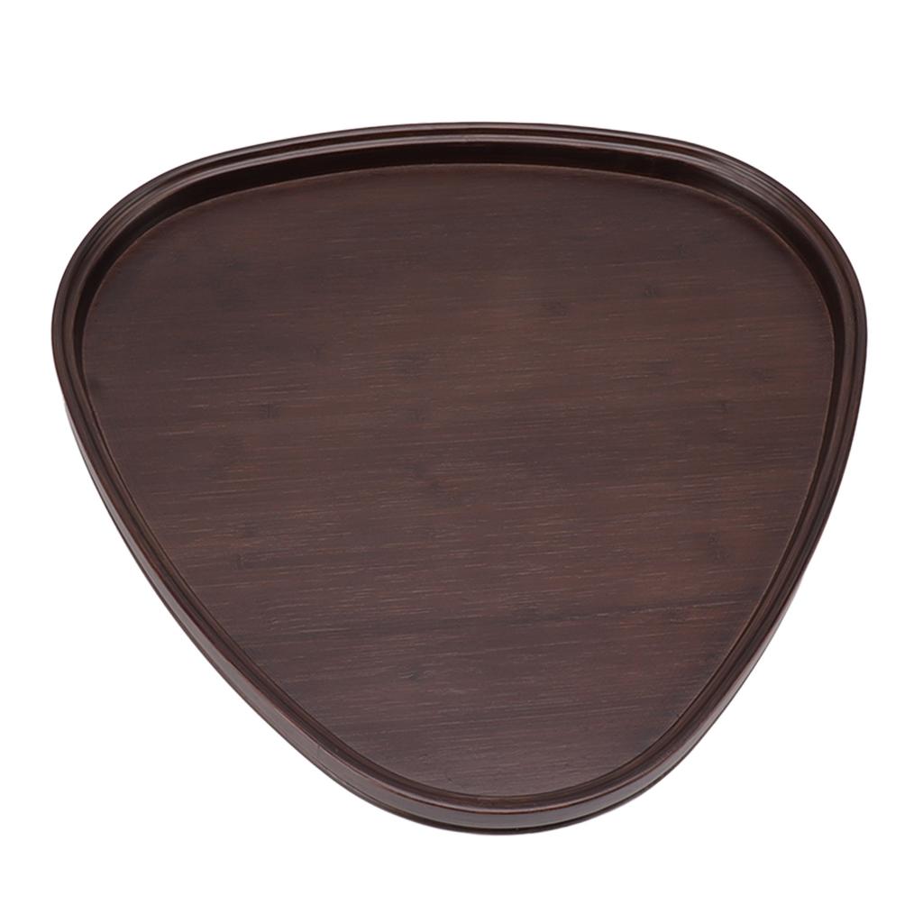 Wood Serving Tray Sturdy Bamboo Simple Elegant Triangular Multifunction Wooden Tea Tray for Cafe Office Dining Table