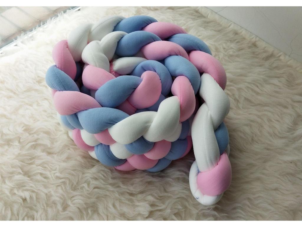 Dänischer Strick Nordischer Knotenball Krippenstoßschutz - 6-Strang-Zopf für Neugeborene