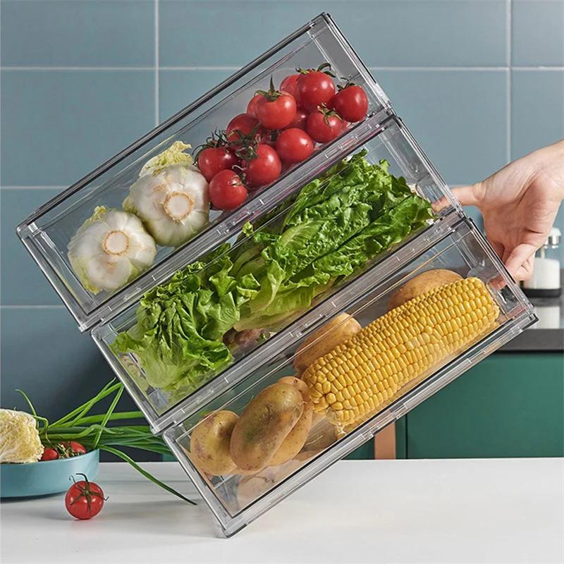 Kitchen Refrigerator Storage Box Drawer-type Fresh-keeping Box Food-grade Eggs and Meat Food Frozen Finishing Storage Box