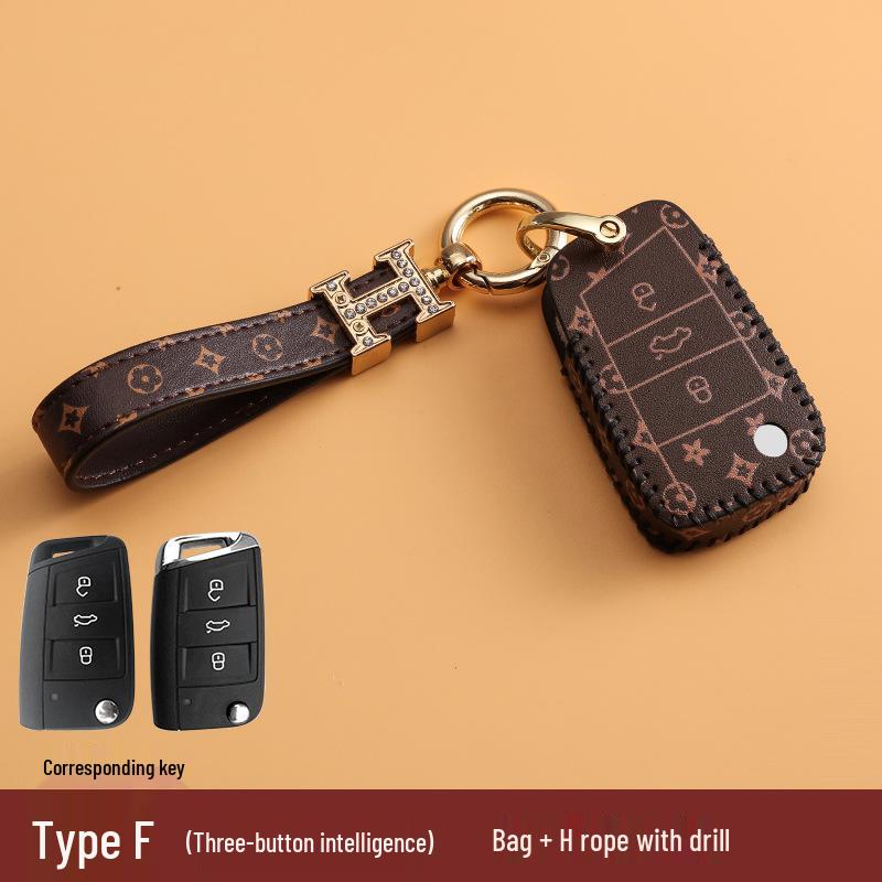 Volkswagen Car Key Cover for Sagitar, Bora, Lavida, T-Roc, Tiguan L, Golf 8, Tayron, POLO with Women's Bag Buckle