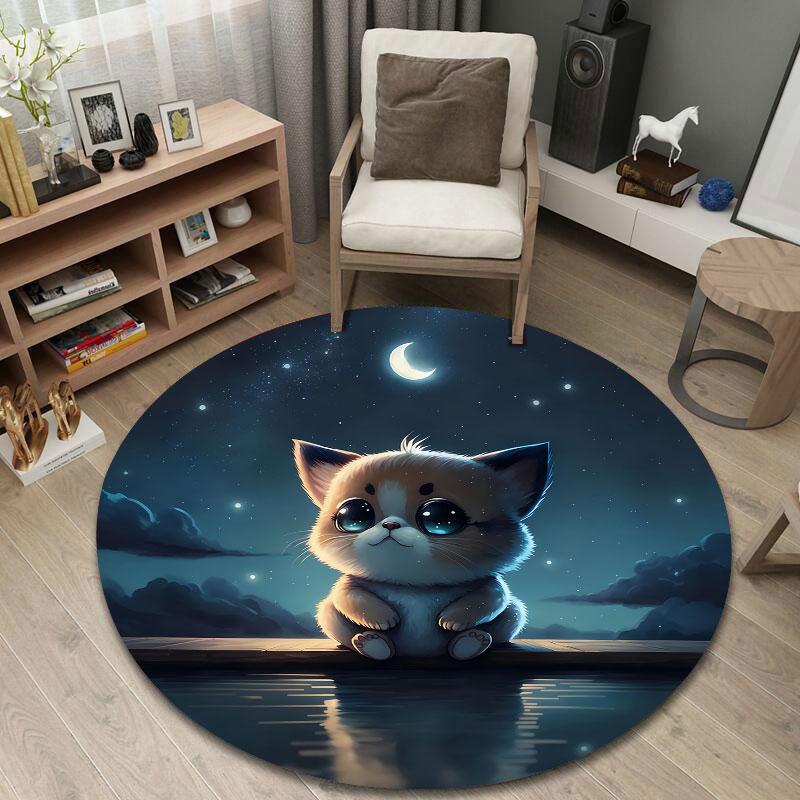 Statement Round Dragon Multicolor Rug Mat, Non-Slip Floor Mat for Office