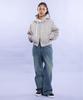 Cream Soda Lab Plain All Season Two-Way Crop Zip-Up Hoodie Gray