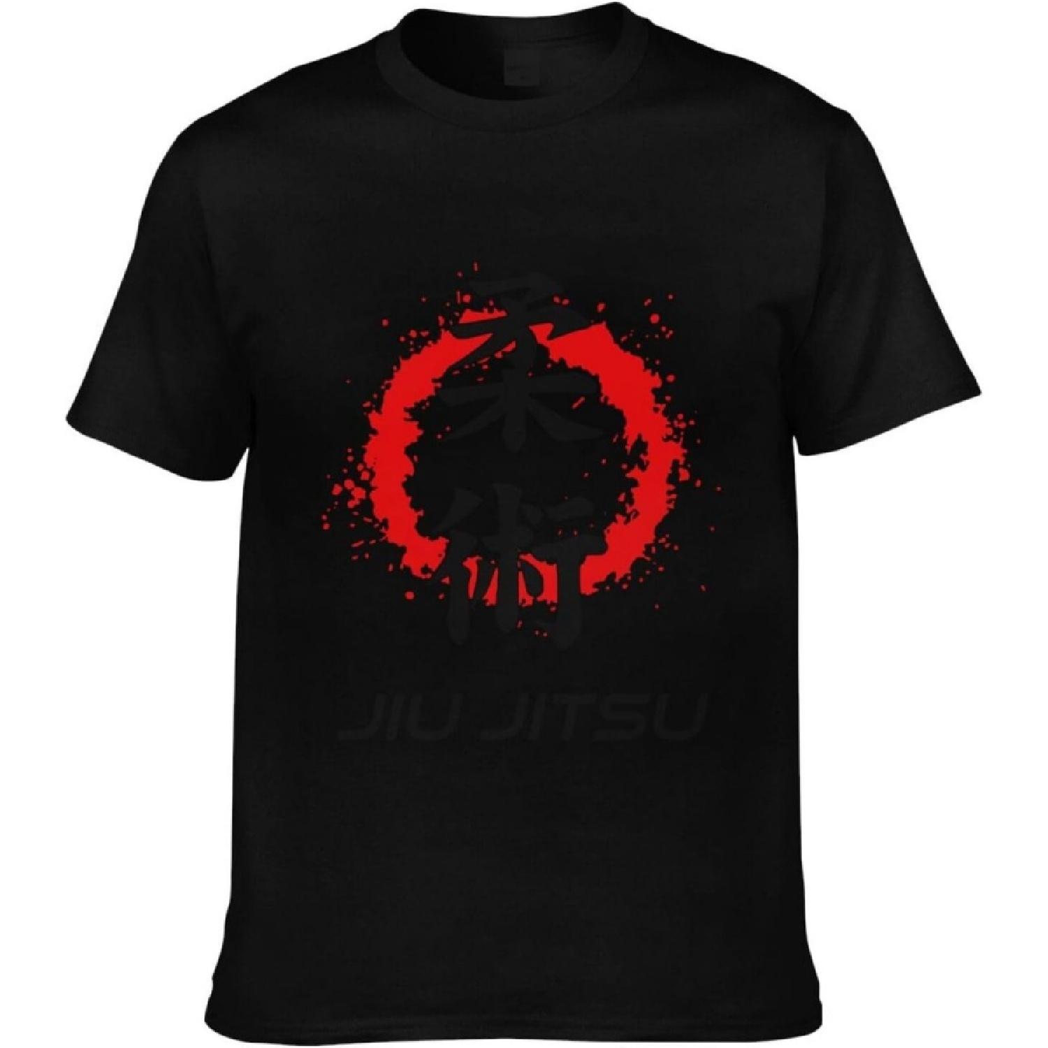 

Lanrol Jiu Jitsu Kanji Mens Bodybuilding T-Shirts Casual Fitness Tee Slim Fit Gym Short Sleeve XXXXXL чорний