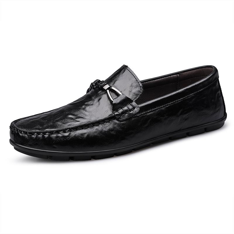 New Men's Business Casual Shoes Comfortable Leather Casual Shoes Sneakers Breathable Rubber Bottom Loafers Slip on Flats