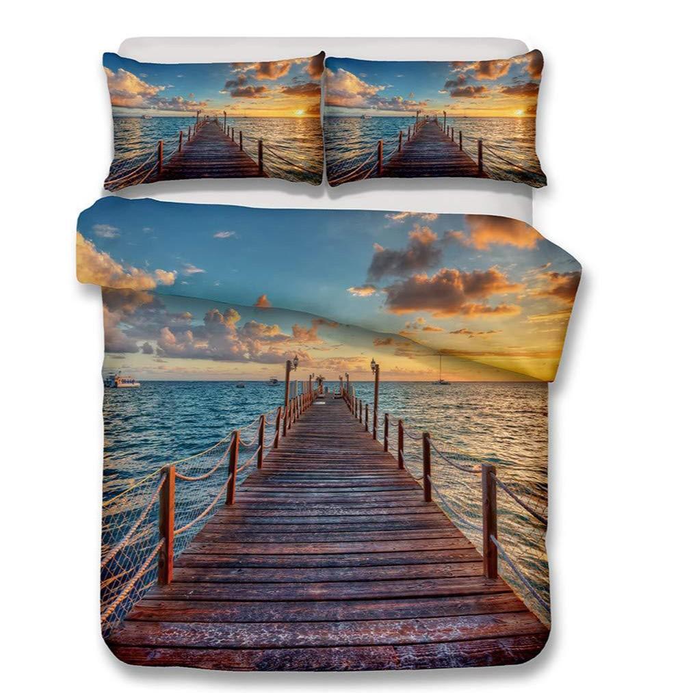 Beach Nature Theme Bedding Three-Piece Quilt Cover