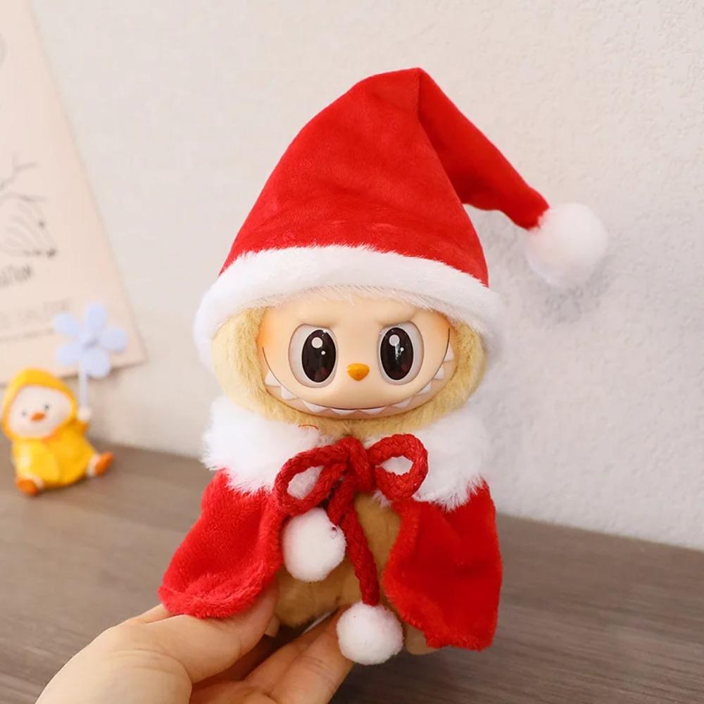 Doll Clothes For 15-17CM Labubu Clothing Merry Christmas Hat Scarf Elk Snowman Set Mini Plush Doll Accessory New Year Dress Gift