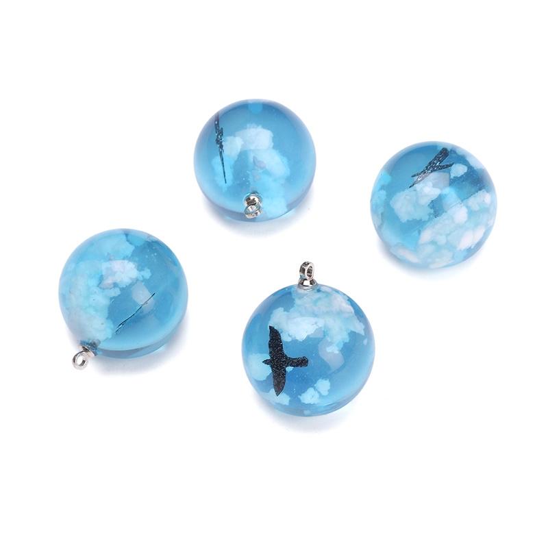 

1 шт/пакет Подвеска из смолы синего цвета для самостоятельного изготовления браслета, ожерелья, серег, ювелирных изделий, аксессуаров 20mm 1pc/bag