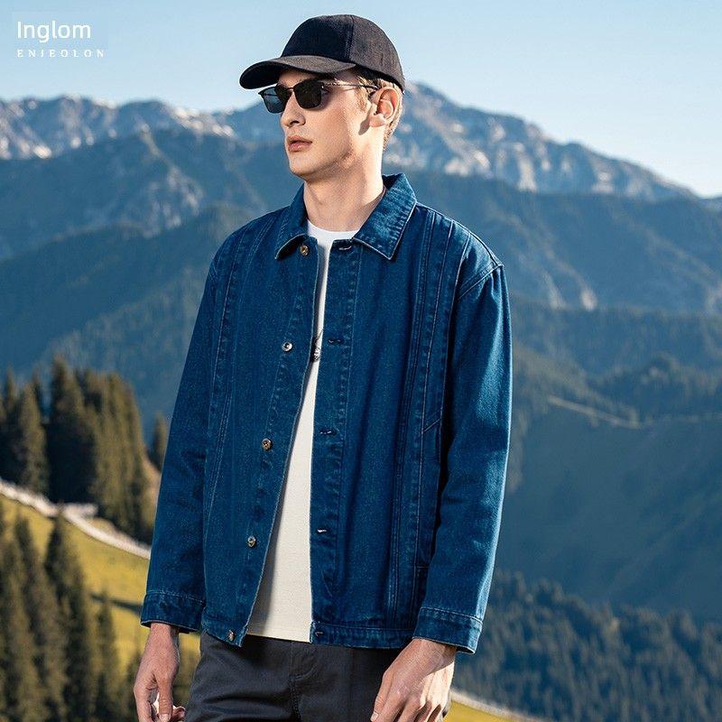 Autumn and Winter American Retro Washed Denim Jacket Men's Trendy Brand Loose Fit Spring and Autumn Turn-Down Collar Shirt-Style Denim Jacket