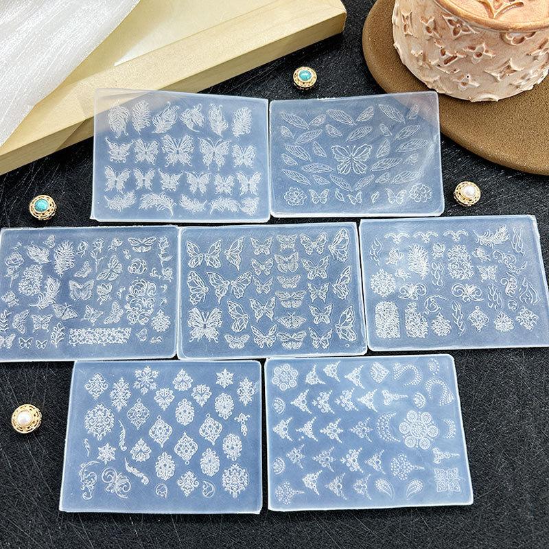 3D Silicone Relief Nails Templates Flowers Butterfly Knot Nail Mold Diy Nail Art Decor Manicure Design Tools
