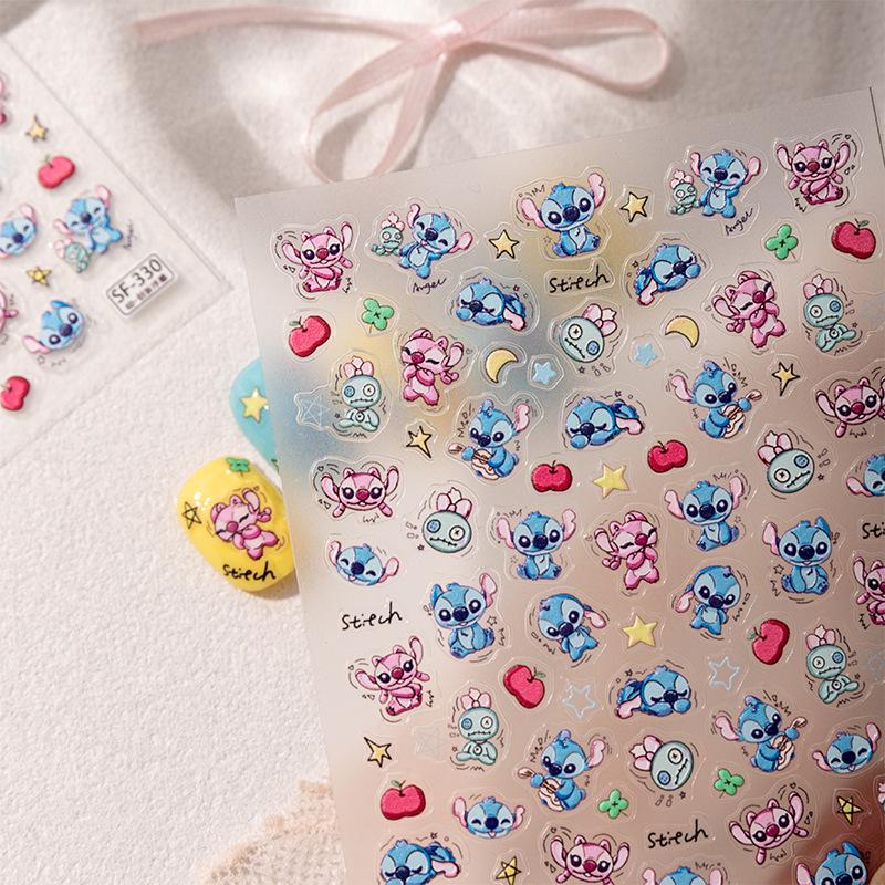 Sky Bestseller 3D Cartoon Nail Stickers: Waterproof, Adhesive, and Decorative.