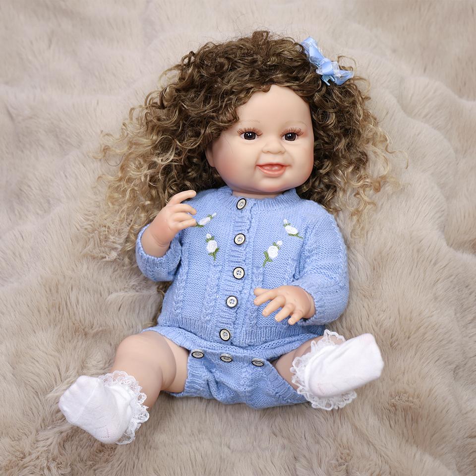 55CM Smile Reborn Baby Doll Full Silicone Vinyl Soft Touch Cute Playmates DIY Toy For Children
