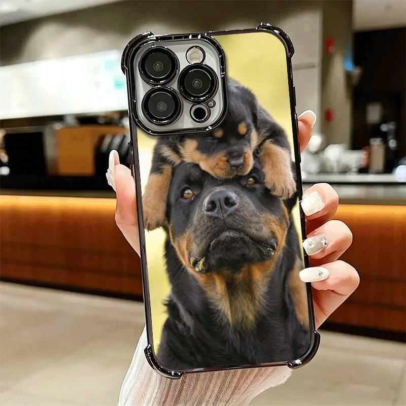 Rottweiler Dog Soft Phone Case For iPhone 15 16 17 Air 14 Pro Max 16E Plus 13 12 Mini Plating Anti-Fall Fundas
