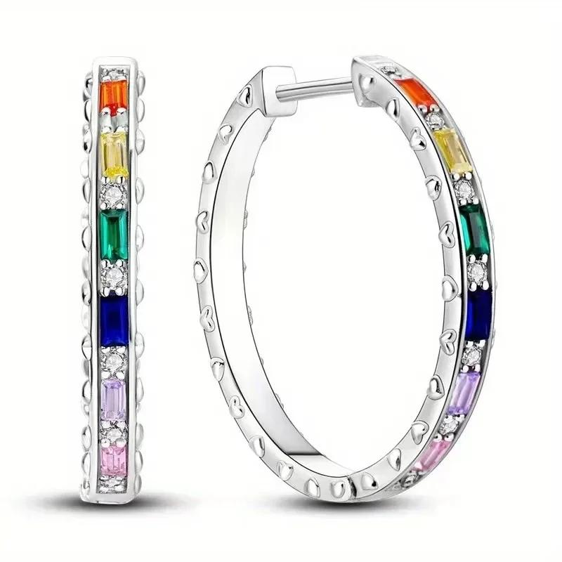 Simple Fashion Women's Earrings Geometric Color Inlaid with Zircon Personalized Trend Niche Light Luxury High-end Trend Party