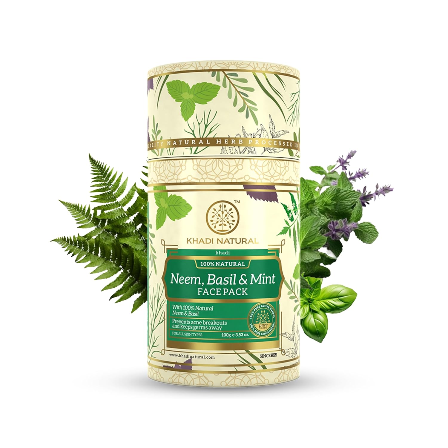 

Khadi Natural Neem Basil & Mint Face Pack 100 gm For Oil Control Skin Detox And Clear Acne