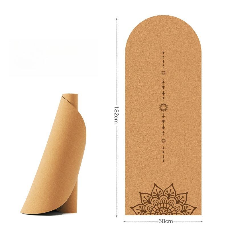 Natural Rubber Arch Shape Cork Yoga Mat Printed Non-slip Sports Mat Sweat-absorbing Oval Curve Pilates Mats 182*68cm*0.5cm