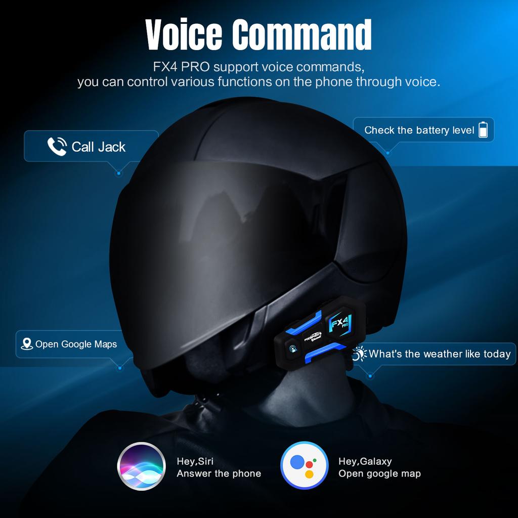 2 pcs Fodsports FX4 Pro Helmet Intercom Motorcycle Helmet Bluetooth Headset 4 Rider 1000m Interphone Intercomunicador,FM