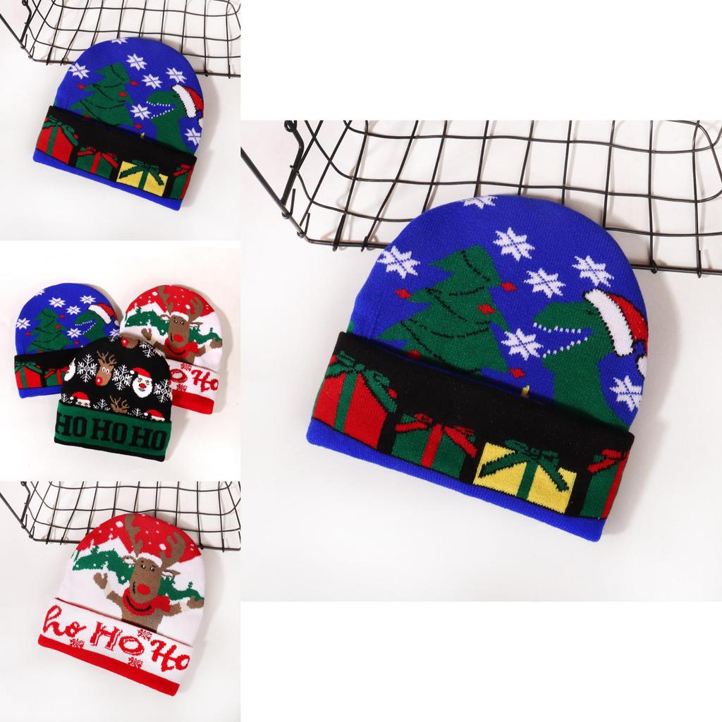 Christmas Deer Snowflake Letters Knit Hat With Warmth For Winter Outdoor Festivals