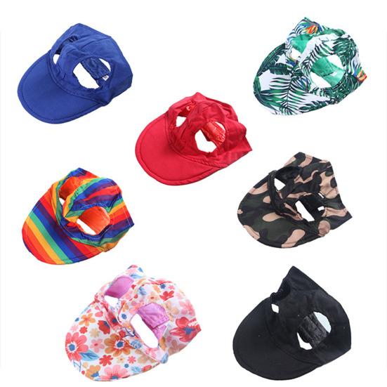 Dog Baseball Cap Summer Pet Beach Visor Hat with Ear Holes Adjustable Outdoor Sunbonnet Outfit for Small Medium Dogs Cats