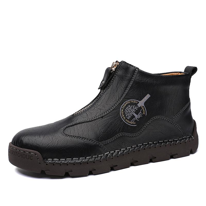 Autumn and Winter 2025 New Large Size Men's High-top Cotton Outdoor Martin Boots Genuine Leather Korean Version Handmade Warm Shoes