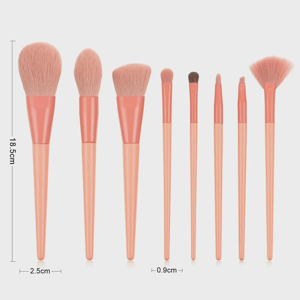 Nongying 8-Piece Animal Hair Makeup Brush Set with Storage Bucket for Beginners