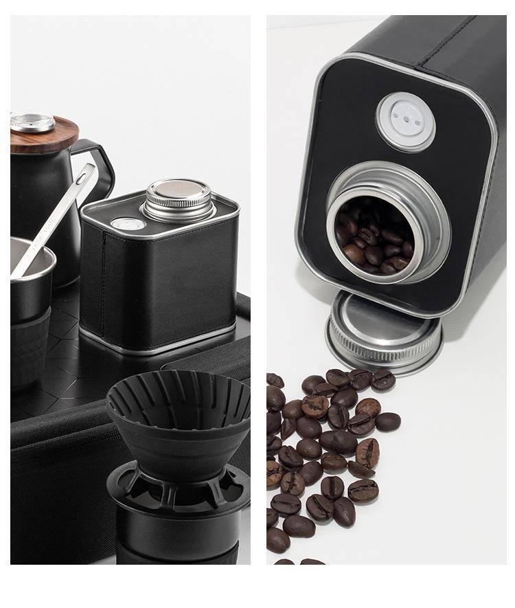 Tinplate Coffee Bean Storage Jar, Coffee Powder Sealed Jar, with One-Way Valve for Exhausting