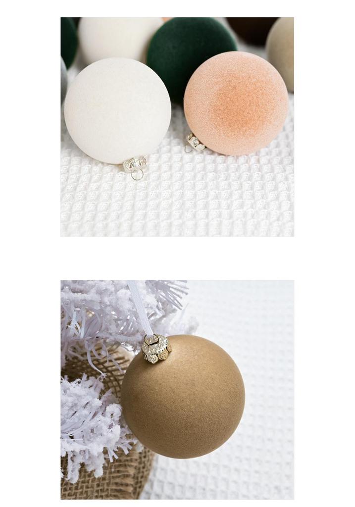 6cm Flocked Christmas Tree Ball Ornament