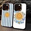 Argentina Football Support Flag Phone Case For iPhone 17,16,15,14,13,12,11 Plus,Pro Max,XS,Colored Silver Plated Inside Cover