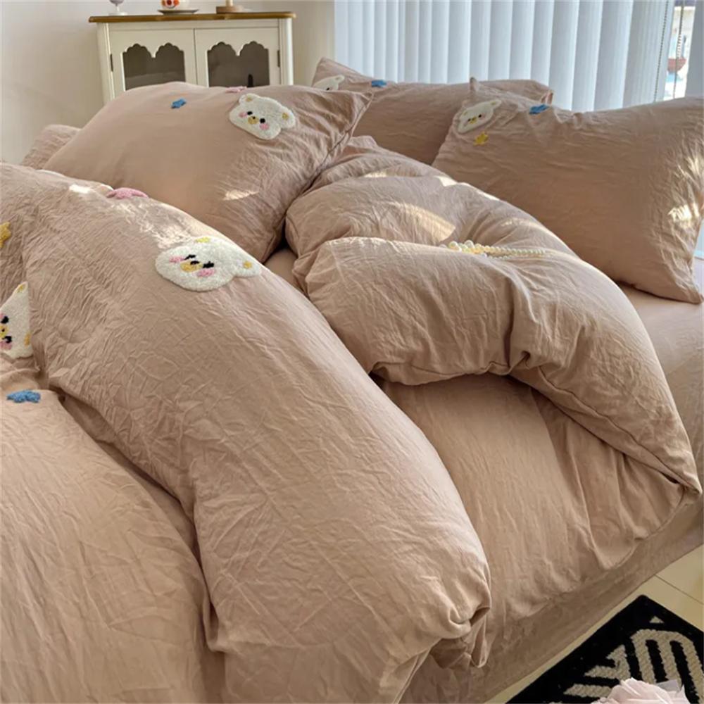 INS Style Bedding Sets Quilt Cover Sets Romantic Bedclothes Decor Woman Girls Bedroom Duvet Cover Sets 4pcs