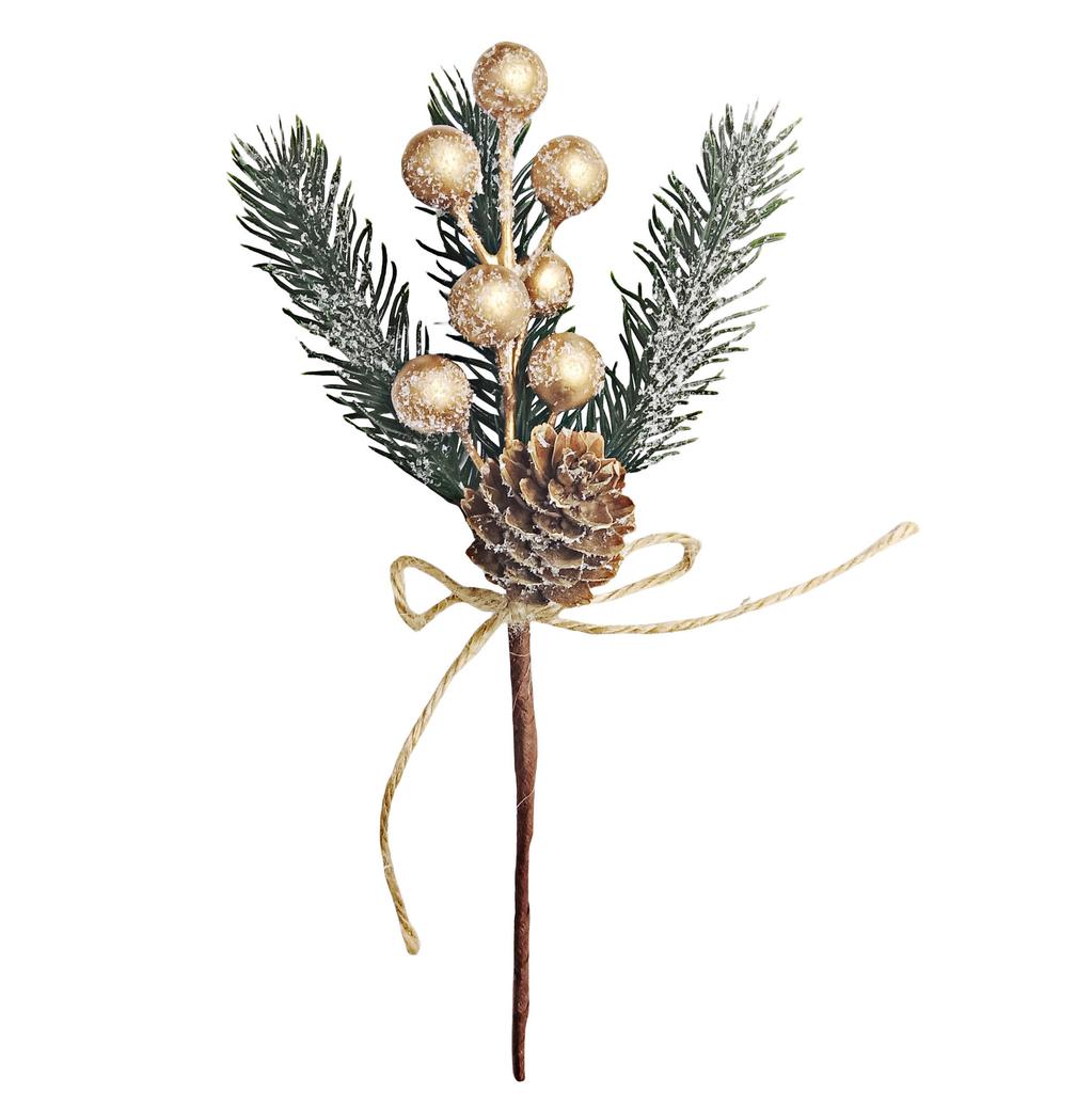 5pcs Christmas Accessories Red Berry Bouquet Christmas Decoration Snowflake Hemp Rope Pine Pinecone Berry Branches