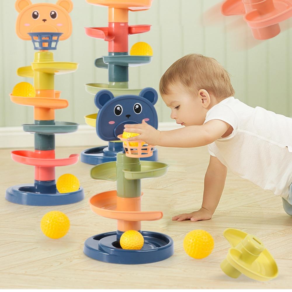 Baby Development Sensory Toy Stacking Track Rolling Ball Tower Baby Toy Early Educational Games