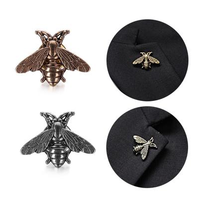 1Pair Clothing Accessories Retro Gold Silver Color Men Women Metal Bee Brooches Suit Collar Pins