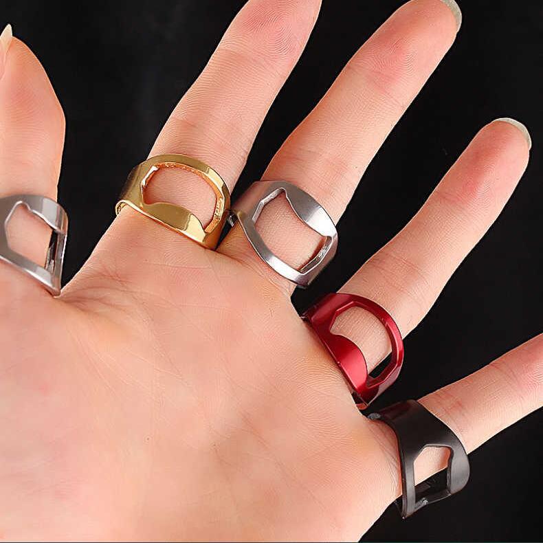 Stainless Steel Hexagonal Thumb Ring Bottle Opener for Men & Women