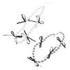 Fashionable Black Ribbon Bowknot Necklace Faux Pearl  Alloy Chain Choker Fashion Cool Girls Clavicular Chain Jewelry