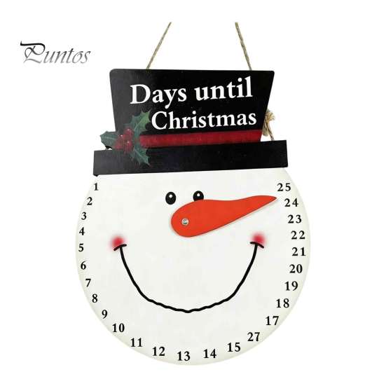 Christmas Atmosphere Ornament Countdown Calendar, Reusable Days Until Door Hanging Sign, Home Indoor Xmas Vintage Round Wreath Hanger for Holiday Wall