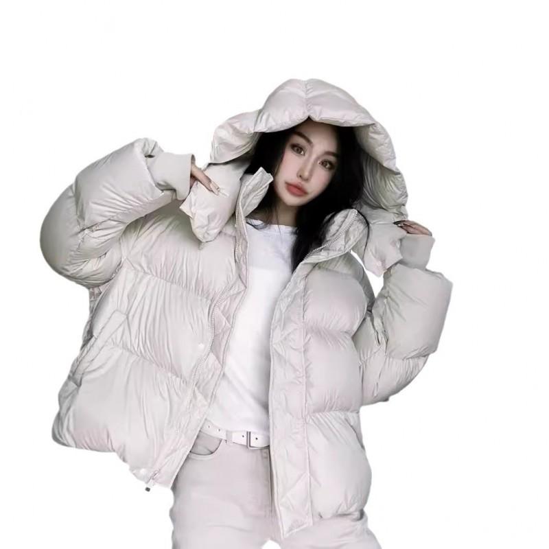 Womens Short Puffer Coat 2026 Winter Thick Cotton-Padded Hooded Jacket Loose Fit Casual Chic Outerwear