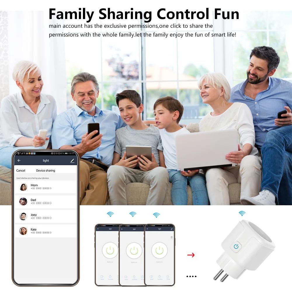 Tuya WiFi Smart Plug EU 16A/20A Socket with Power Monitoring Timer Remote APP & Voice Control Compatible with Alexa Google Home