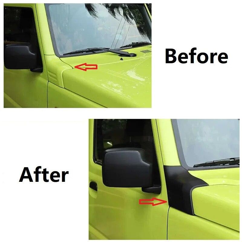 2PCS Car Engine Angle Cover Hood Decoration Cover Trim For Suzuki Jimny JB64 JB74 2018- Auto Styling Mouldings Accessories