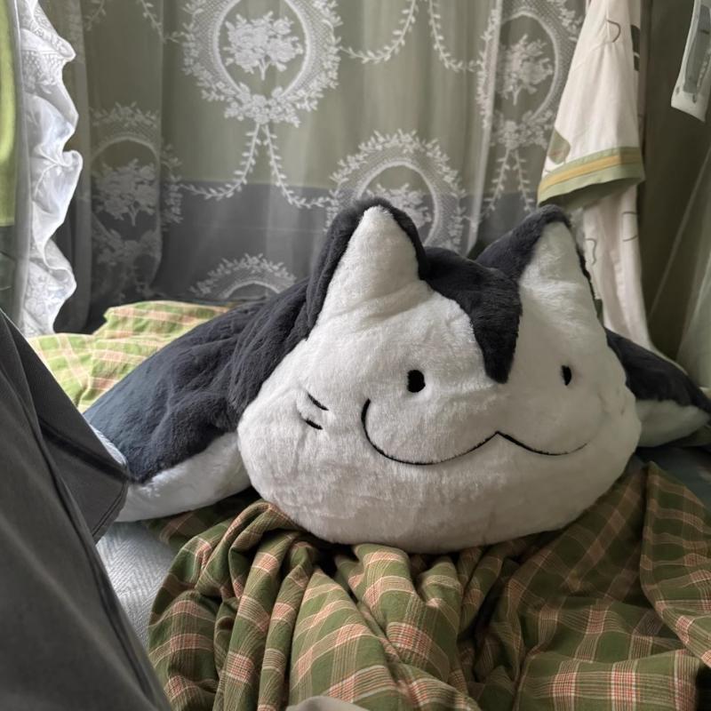 Creative Manta Ray Fish Cat Plush Doll Toys Soft Stuffed Throw Pillow Sofa Cushion Fluffly Kitten Children Bithday Gifts