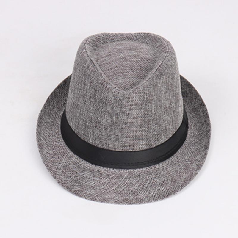 Jazz hat, linen solid color top hat, men's and women's crimped couple's sun hat