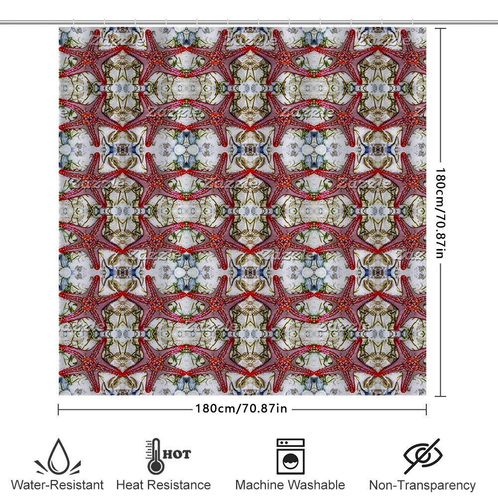 Home Decor Shower Curtain Red Floral Design with Symmetrical Pattern for Bathroom Decoration 3D Printing Waterproof Fabric Size: