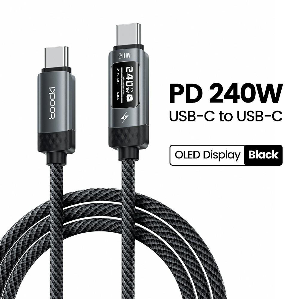 TOOCKI TX111C4 240W OLED Display USB-C Cable 1m Fast Charging Cord Data Transfer 480Mbps for Laptops/Tablets/Phones