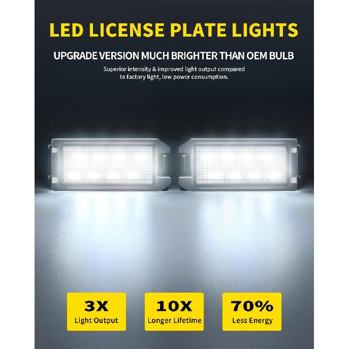 LED License Plate Lights 8-SMD Bright White Tag Lamp Assembly Compatible with Jeep 2014- Grand Cherokee, 2014-2017 Compass, 2014-2017 Patriot, Pack
