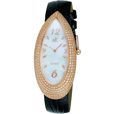 Adee Kaye Kolekcja Gruszkowa Kryształowe Akcenty Biała Masa Perłowa Tarcza Kwarcowy AK2527-LRG Zegarek Damski