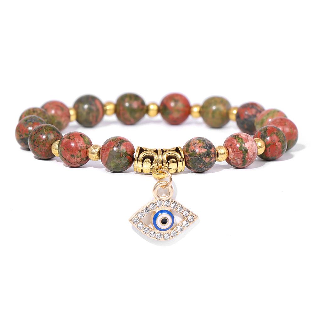 Fashion Evil Eye Natural Stone Beaded Bracelet for Women Men Amulet Protection Jewelry Yoga Spiritual Friendship Gifts