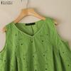 ZANZEA Women Casual V-Neck Sleeveless Lace Crochet Patchwork Tank Tops